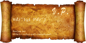 Vályi Pál névjegykártya